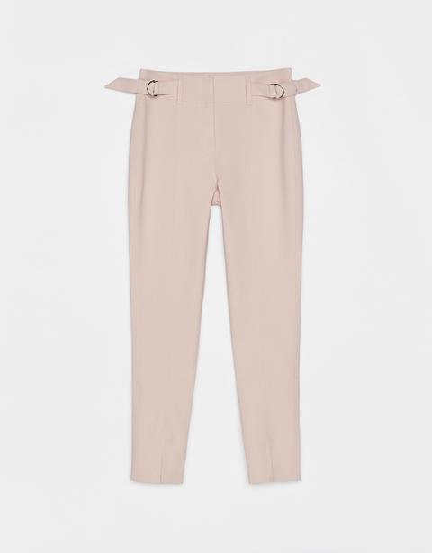 Pantalón Slim Fit Con Hebillas Laterales