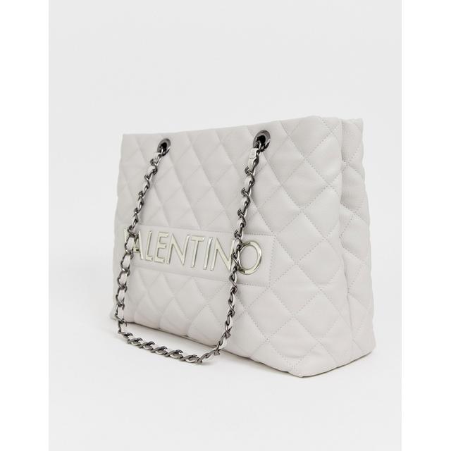 Valentino by mario valentino grey quilted chain strap tote bag sale