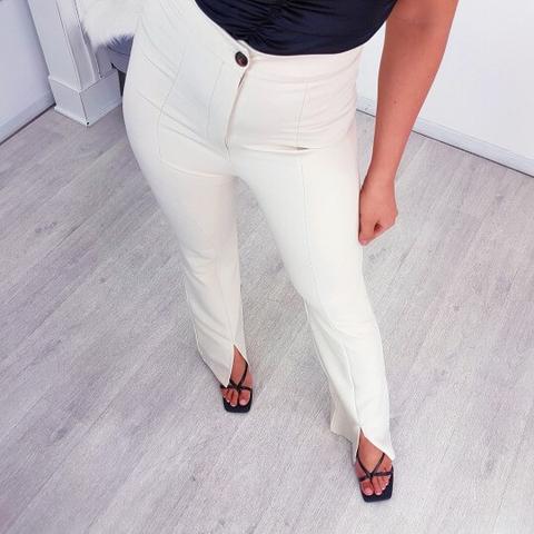 Pantalon De Tailleur Fendu Nude