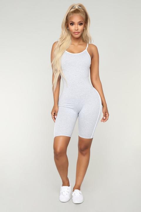 Come Over Romper - Heather Grey