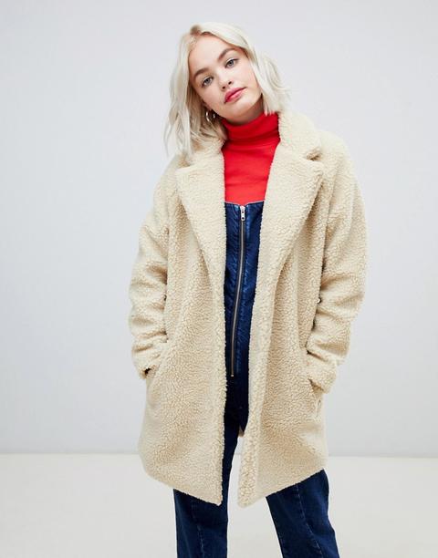 Only - Cappotto Oversize Effetto Peluche - Crema