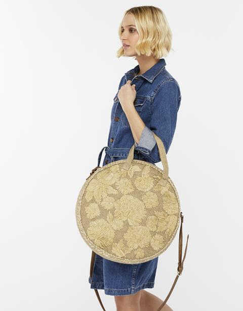 Olivia Straw Effect Large Circle Bag