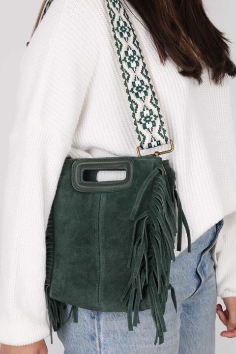 Bolso Flecos Ante Verde