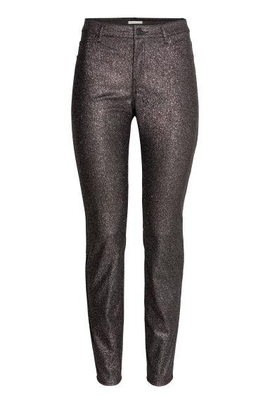 H & M - Pantaloni Stretch Glitter - Nero