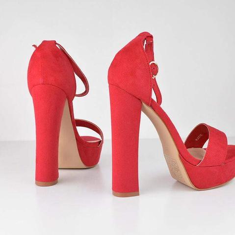 Katie - Red Heeled Suede Sandals