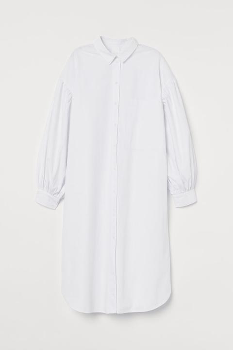 Robe Chemise En Coton - Blanc