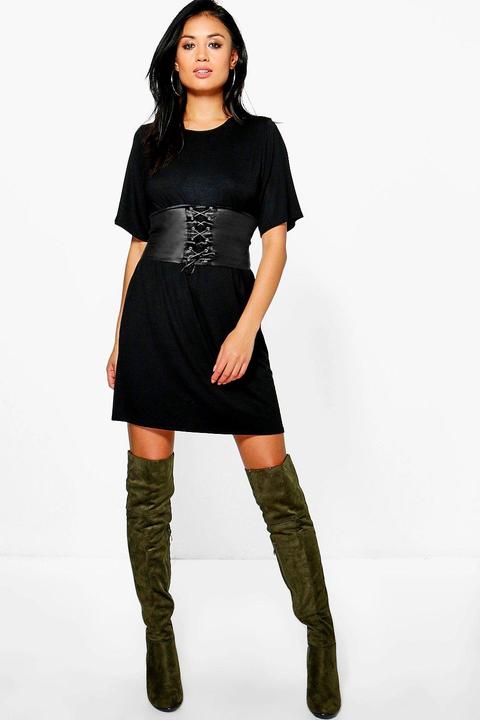 Faye 2 In 1 Corset Belt T-shirt Dress