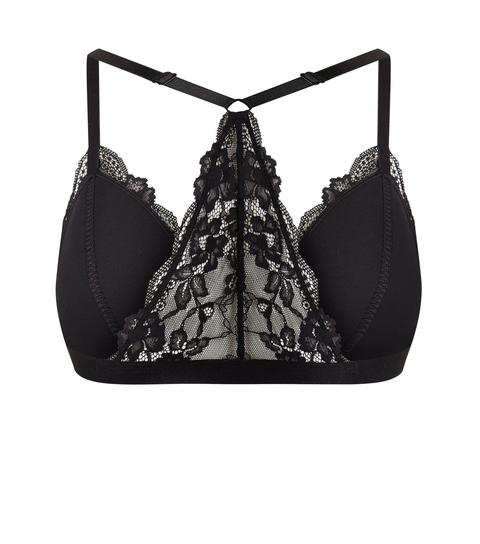 Black Moulded Lace Front Fastening Bralette New Look from NEW LOOK on 21  Buttons