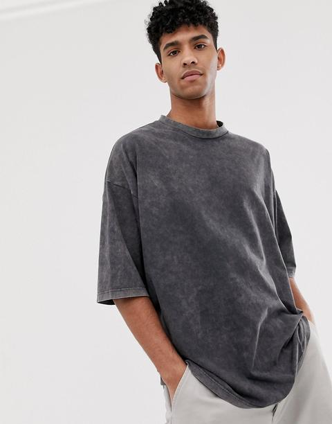 Asos Design – Oversize-t-shirt Mit Halblangen Ärmeln In Acid-waschung