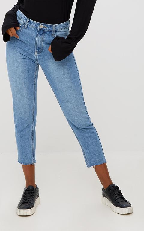 Mid Wash Slim Leg Cropped Jean