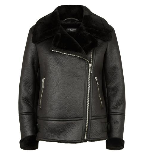 leather look aviator jacket