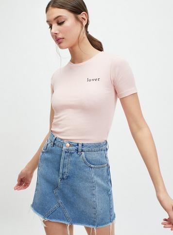 Womens Pale Pink Short Sleeve 'lover' Slogan T-shirt, Pale Pink
