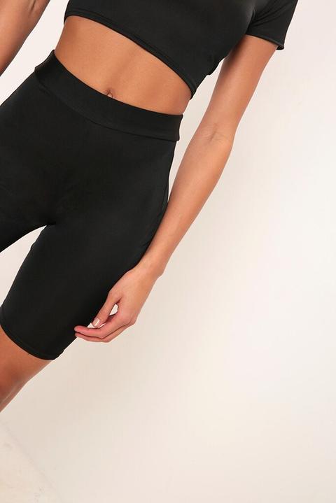 Black Cropped Active Cycling Shorts