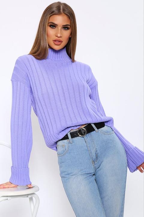 Lilac Turn Up Cuff Jumper