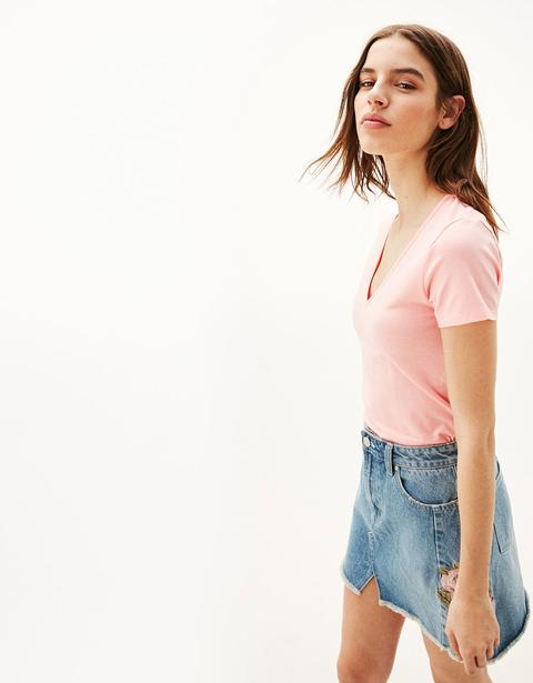 T-shirt Elasticizzata Collo A V