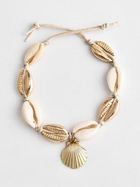 Beach Shell Rope Anklet Gold