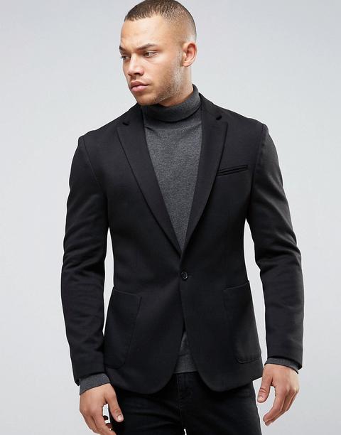 Americana Súper Ajustada De Punto Negro De Asos