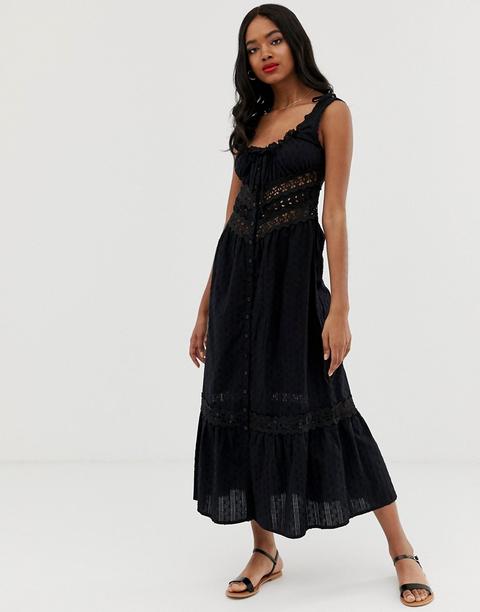 Vestido Midi De Encaje Topanga De Rahi-negro