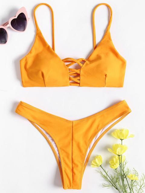 Bikini Bralette Con Lacci Lava Red Saffron