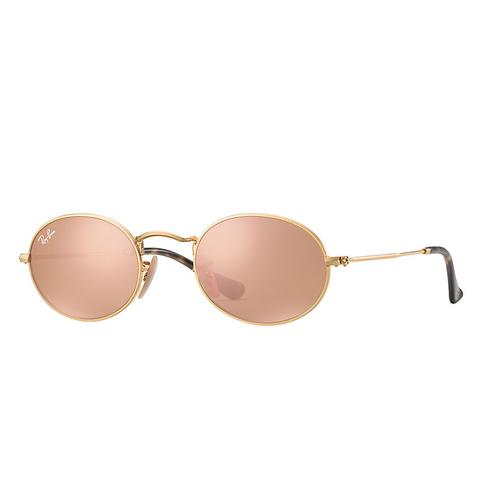 Ray Ban Oval Flat Lenses Uomo Sunglasses Lenti: Rosa, Montatura: Oro - Rb3547n 001/z2 48-21