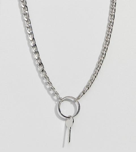 Uncommon Souls Key Ring Multi Row Necklace - Silver