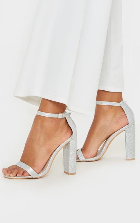 Silver Glitter May Heeled Sandals