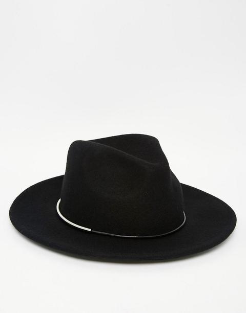 Sombrero De Fieltro Negro Con Barra Metal Fedora De Asos