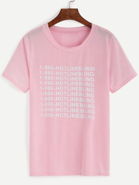 Tshirt Stampa Lettere Rosa