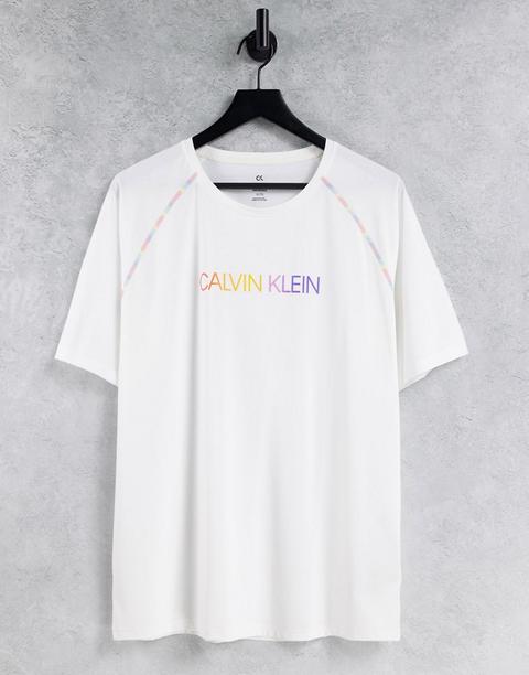 Camiseta Blanco Luminoso Con Costuras En Las Sisas Y Logo Arcoíris De La Cápsula Pride De Calvin Klein Performance