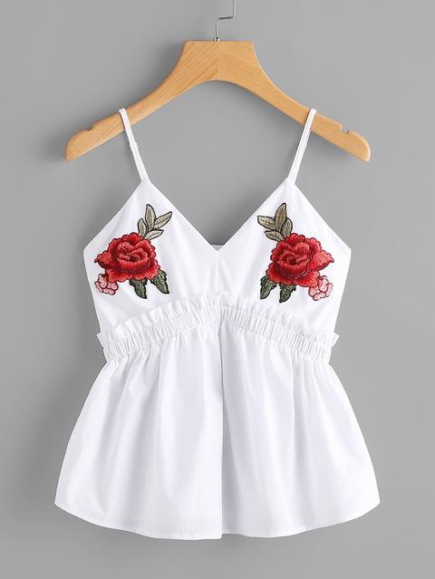 Top Camisole Con Toppa Di Fiore Simmetrico