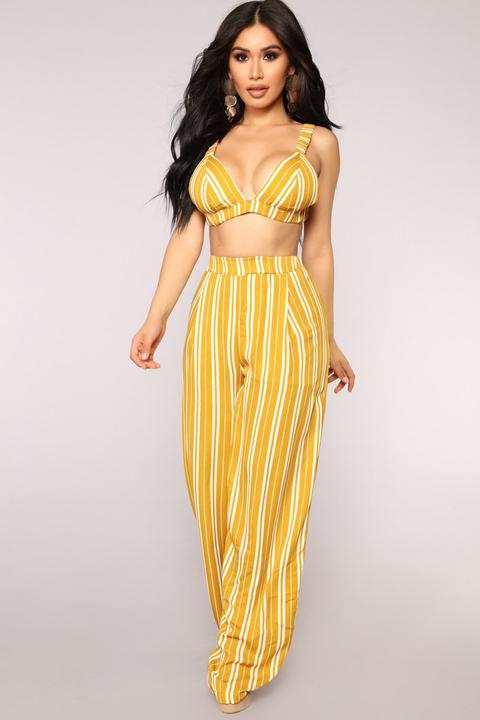 Make My Heart Ring Stripe Set - Mustard/multi