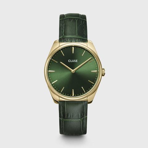 Féroce Leather Forest Green, Gold Colour