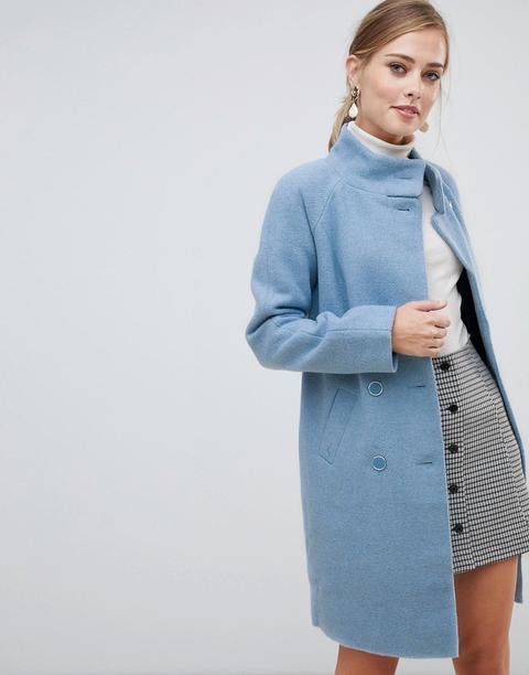 Oasis - Cappotto Blu Con Collo A Imbuto - Blu