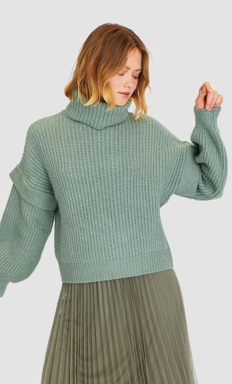 Sweater With Shoulder Detail In Green