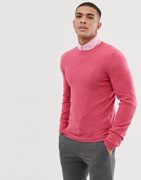 Asos Design - Maglione Rosa Attillato In Lana Merino - Rosa