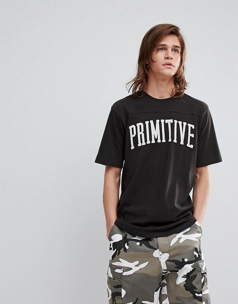 Primitive Skateboarding - T-shirt De Qualité Supérieure Avec Grand Logo - Noir