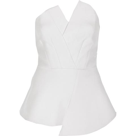 White Asymmetric Peplum Bandeau Top