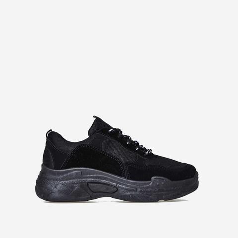 Elijah Chunky Trainer In All Black, Black