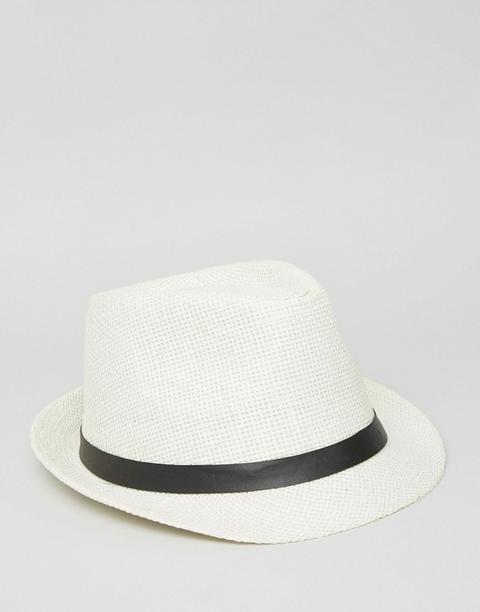 7x - Cappello Di Paglia Con Fascia A Cintura - Bianco