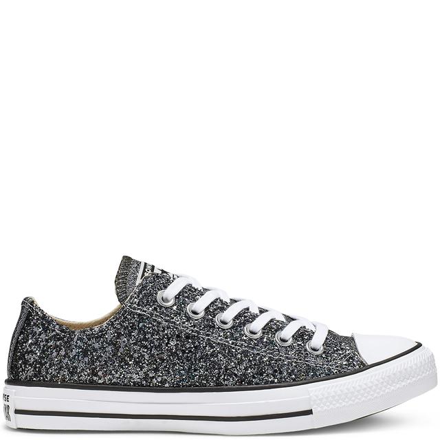 silver and black converse