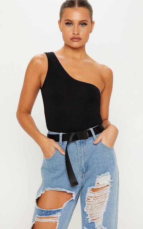 Black One Shoulder Bodysuit