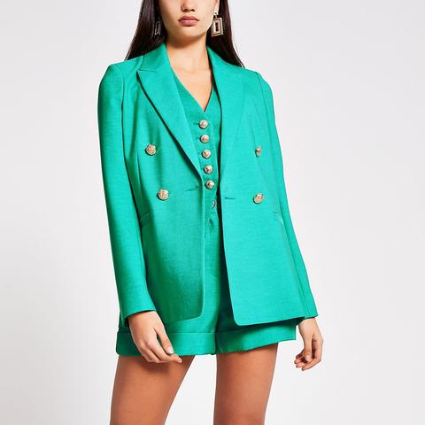 Green Double Breasted Blazer