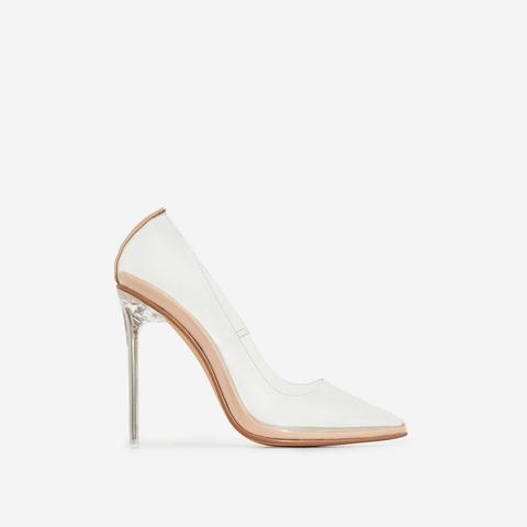 Farrah Perspex Court Clear Heel In Nude Patent, Nude