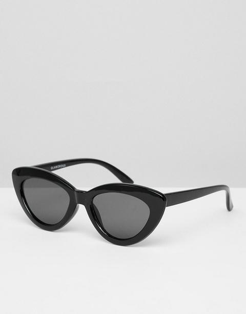 Glamorous Black Pointy Cat Eye Sunglasses - Black