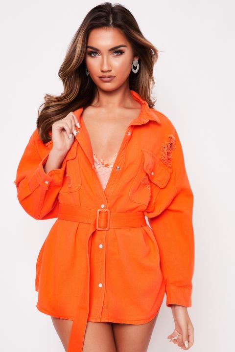 orange denim dress