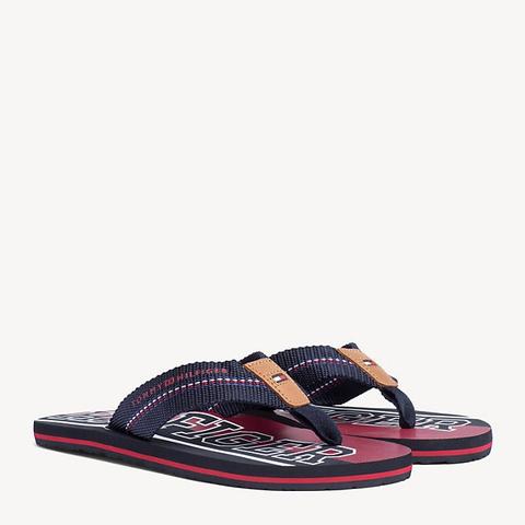 Chanclas De Rayas Con Logo