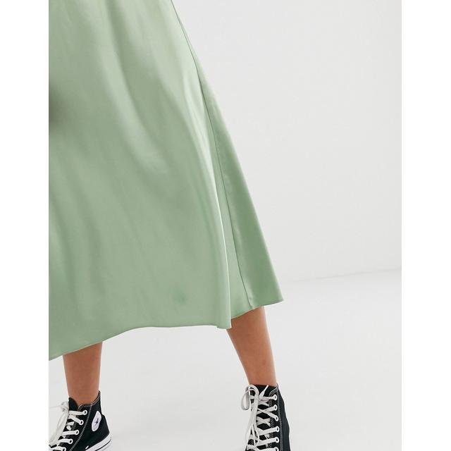 new look green midi skirt