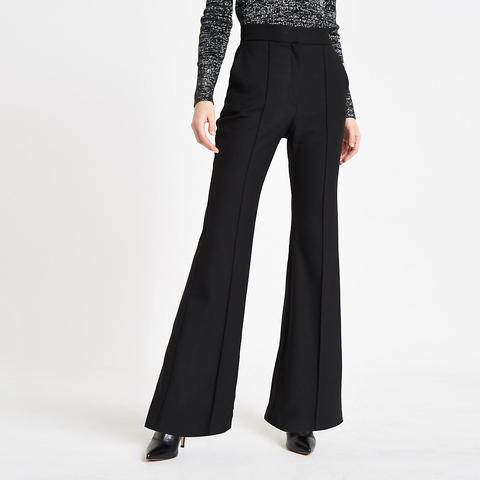 river island black flared trousers