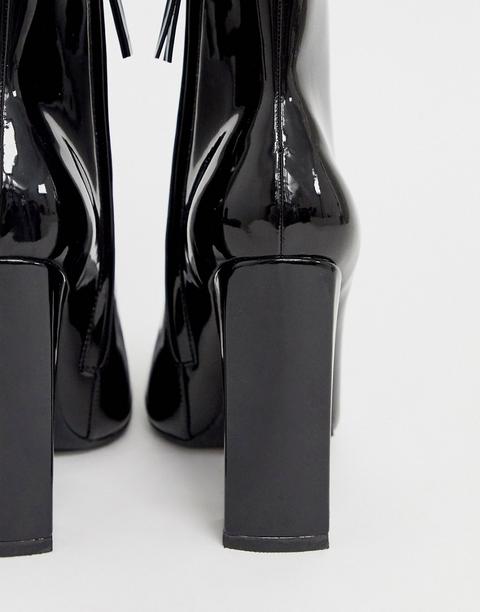 black vinyl ankle boots