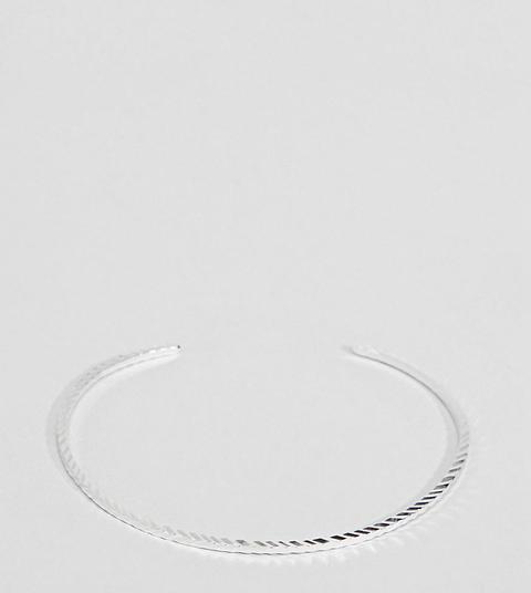 Asos Design Curve - Armreif Mit Prägung Aus Vergoldetem Sterlingsilber - Silber